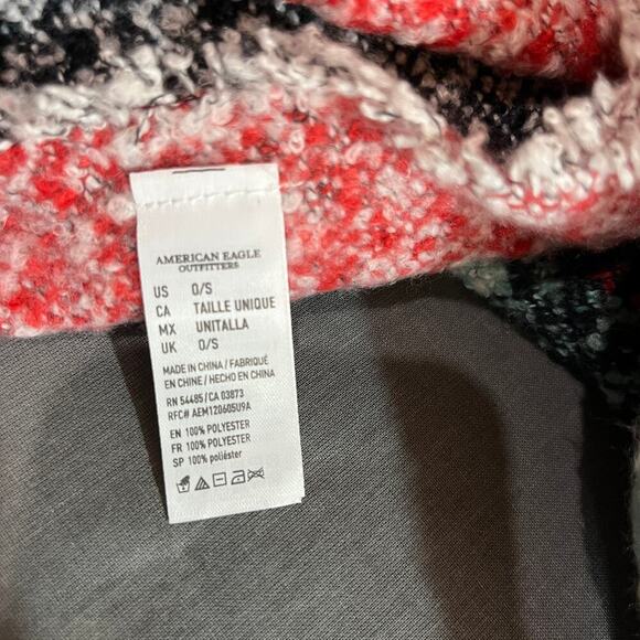 American Eagle Scarf Womens One Size Multicolor Plaid Flannel‎ Fringe Trim Boho - Picture 5 of 8